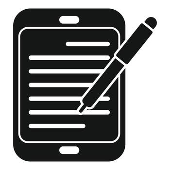 vector simple de icono de escritura de tableta. escribe un mensaje