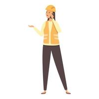 vector de dibujos animados de icono de llamada de teléfono de ingeniero. mujer trabajadora