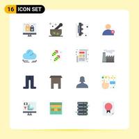 16 Flat Color concept for Websites Mobile and Apps cloud user soup new scanner Editable Pack of Creative Vector Design Elements