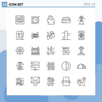 conjunto de 25 líneas vectoriales en la cuadrícula para la optimización del tiempo de la flor del tulipán elementos de diseño vectorial editables del arbusto de la planta vector