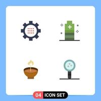 Modern Set of 4 Flat Icons Pictograph of cog safe options energy deepam Editable Vector Design Elements