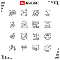 16 Icons Line Style Grid Based Creative Outline Symbols for Website Design Simple Line Icon Signs Isolated on White Background 16 Icon Set vector