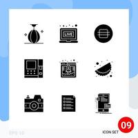 Modern Set of 9 Solid Glyphs and symbols such as fast access diet money atm Editable Vector Design Elements