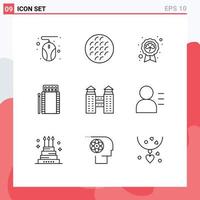 9 Thematic Vector Outlines and Editable Symbols of box fire day camping badge Editable Vector Design Elements