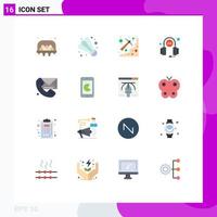 User Interface Pack of 16 Basic Flat Colors of contact service digging hours customer Editable Pack of Creative Vector Design Elements