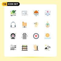 Set of 16 Modern UI Icons Symbols Signs for launch spaceship settings rocket chemical Editable Pack of Creative Vector Design Elements