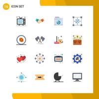 Pack of 16 creative Flat Colors of programing design hands coding image Editable Pack of Creative Vector Design Elements