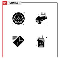 4 Creative Icons Modern Signs and Symbols of gas mail waste howitzer sent Editable Vector Design Elements