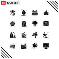 Set of 16 Commercial Solid Glyphs pack for portfolio documents open case briefcase Editable Vector Design Elements