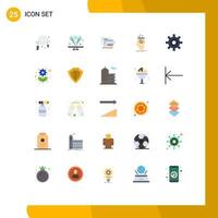 Pictogram Set of 25 Simple Flat Colors of gear process file conclusion algorithm Editable Vector Design Elements