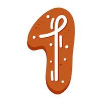 Number one made of glazed gingerbread vector