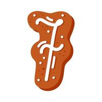 Number seven made of glazed gingerbread vector