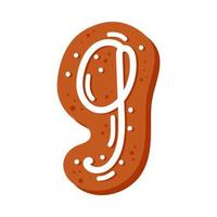 Number nine made of glazed gingerbread vector