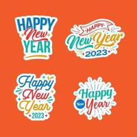 Happy New Year Lettering Label Collection vector