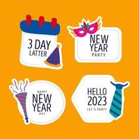 Flat new year 2023 label collection vector