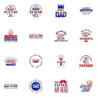 Happy fathers day greeting cards set 16 Blue and red Vector typography lettering Usable for banners print You are the best dad text design Editable Vector Design Elements