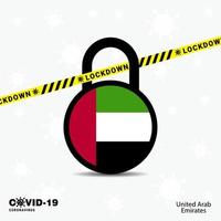 UAE Lock DOwn Lock Coronavirus pandemic awareness Template COVID19 Lock Down Design vector