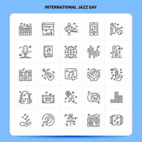 OutLine 25 International Jazz Day Icon set Vector Line Style Design Black Icons Set Linear pictogram pack Web and Mobile Business ideas design Vector Illustration