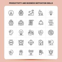 OutLine 25 Productivity And Business Motivation Skills Icon set Vector Line Style Design Black Icons Set Linear pictogram pack Web and Mobile Business ideas design Vector Illustration