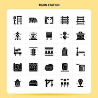 conjunto de iconos de estación de tren sólido 25 diseño de estilo de glifo vectorial conjunto de iconos negros diseño de ideas de negocios web y móvil ilustración vectorial vector