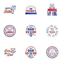 HAPPY FATHERS DAY 9 Blue and red HOLIDAY HAND LETTERING VECTOR HAND LETTERING GREETING TYPOGRAPHY Editable Vector Design Elements