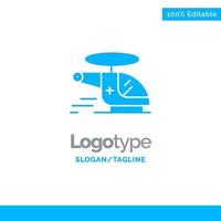 helicóptero helicóptero médico ambulancia aire azul sólido logotipo plantilla lugar para eslogan vector