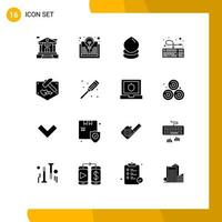 Set of 16 Modern UI Icons Symbols Signs for hammer day eco connection keyboard Editable Vector Design Elements