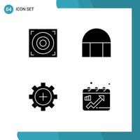 Set of 4 Modern UI Icons Symbols Signs for web health building mosque medical Editable Vector Design Elements