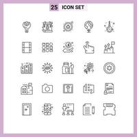 Modern Set of 25 Lines Pictograph of fashion accessorize bug globe eco Editable Vector Design Elements