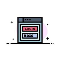 Internet Password Shield Web Security  Business Flat Line Filled Icon Vector Banner Template