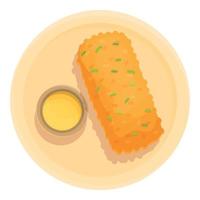 Mustard croquette icon cartoon vector. Fried dish vector