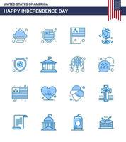 16 USA Blue Signs Independence Day Celebration Symbols of sign police flag shield usa Editable USA Day Vector Design Elements