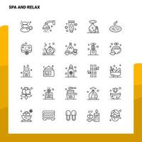 conjunto de iconos de línea de spa y relajación conjunto 25 iconos diseño de estilo minimalista vectorial conjunto de iconos negros paquete de pictogramas lineales vector