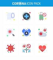 corona virus prevention covid19 tips to avoid injury 9 Flat Color icon for presentation drop scan ban virus bacteria viral coronavirus 2019nov disease Vector Design Elements