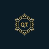 Letter QT logo with Luxury Gold template. Elegance logo vector template.