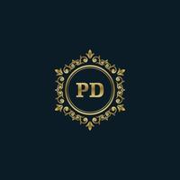 logotipo de letra pd con plantilla de oro de lujo. plantilla de vector de logotipo de elegancia.