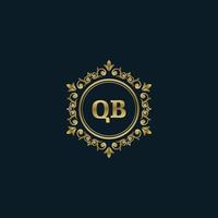 logotipo de letra qb con plantilla de oro de lujo. plantilla de vector de logotipo de elegancia.