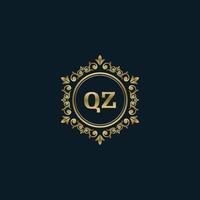 Letter QZ logo with Luxury Gold template. Elegance logo vector template.