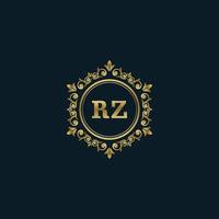 logotipo de letra rz con plantilla de oro de lujo. plantilla de vector de logotipo de elegancia.