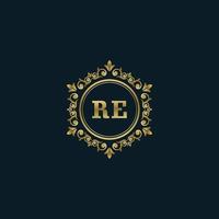 Letter RE logo with Luxury Gold template. Elegance logo vector template.