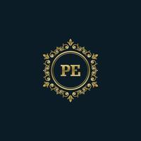 Letter PE logo with Luxury Gold template. Elegance logo vector template.