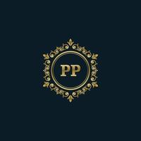 Letter PP logo with Luxury Gold template. Elegance logo vector template.