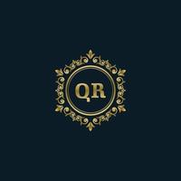 logotipo de letra qr con plantilla de oro de lujo. plantilla de vector de logotipo de elegancia.