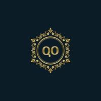 Letter QO logo with Luxury Gold template. Elegance logo vector template.