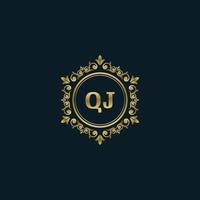 Letter QJ logo with Luxury Gold template. Elegance logo vector template.