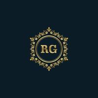 logotipo de letra rg con plantilla de oro de lujo. plantilla de vector de logotipo de elegancia.