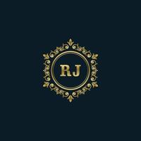 Letter RJ logo with Luxury Gold template. Elegance logo vector template.