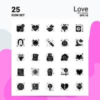 25 Love Icon Set 100 Editable EPS 10 Files Business Logo Concept Ideas Solid Glyph icon design vector