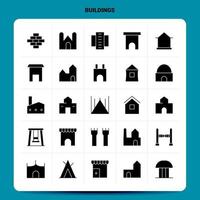 Solid 25 Buildings Icon set Vector Glyph Style Design Black Icons Set Web and Mobile Business ideas design Vector Illustration