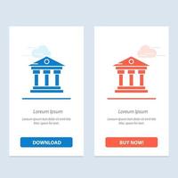 Bank Building Money Service  Blue and Red Download and Buy Now web Widget Card Template vector